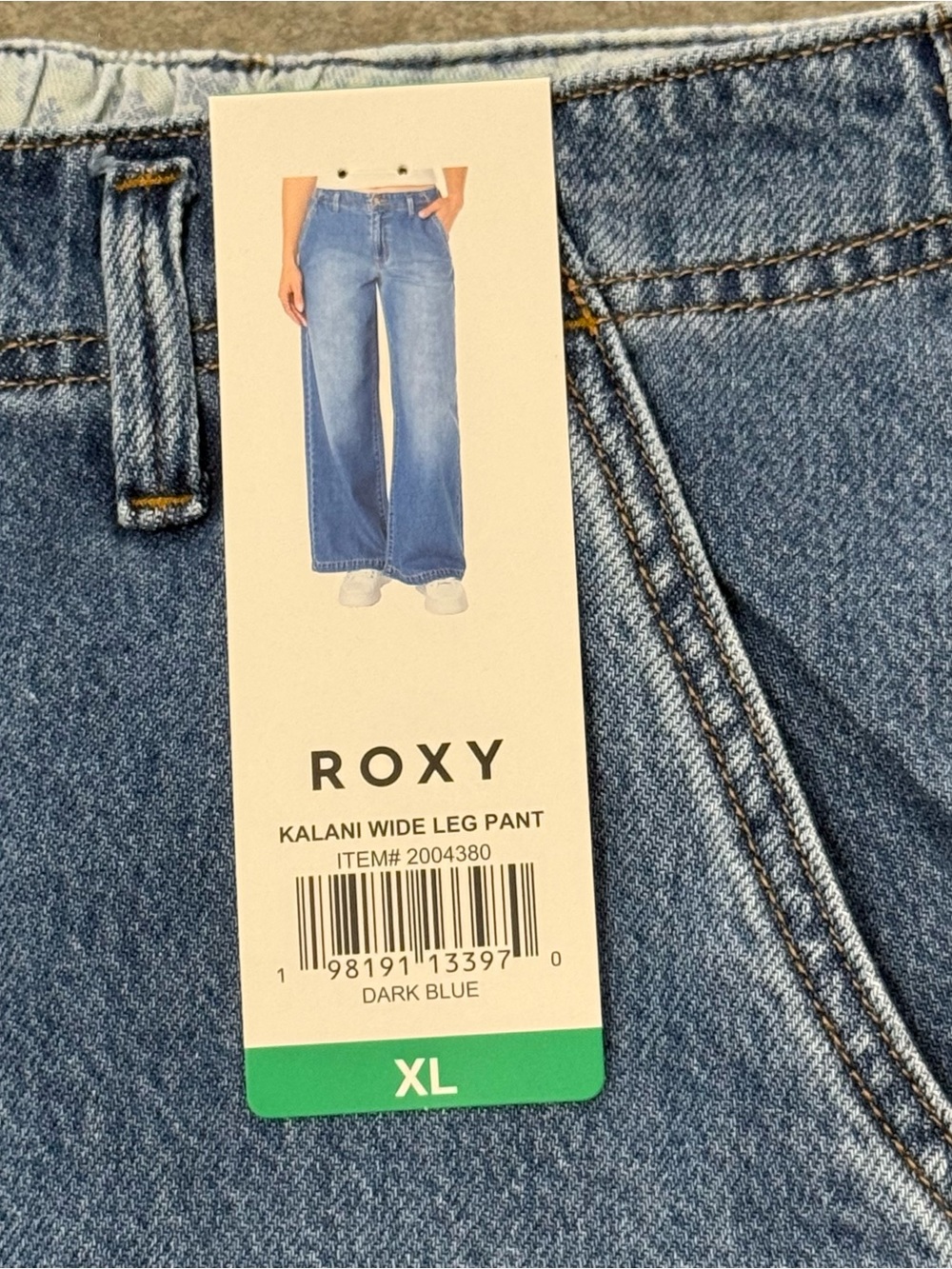 Roxy Kalani Wide Leg Pant, Dark Blue, Women’s Size XL